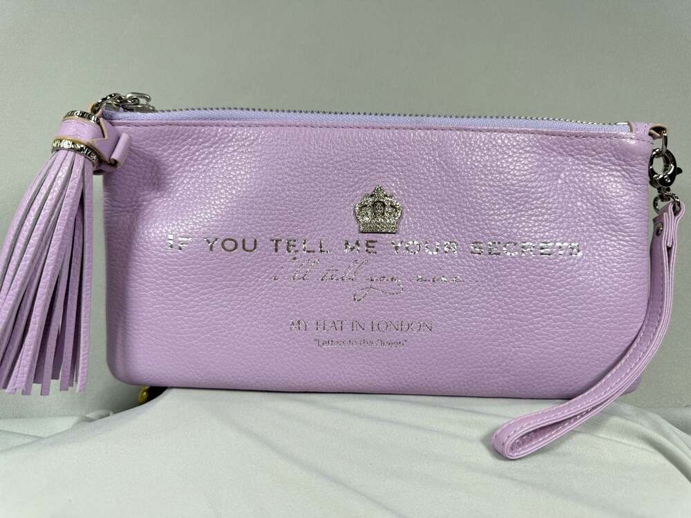 NWT My Flat In London Tell Me Yr Secrets Pouch Wristlet Lavender - Picture 3 of 14